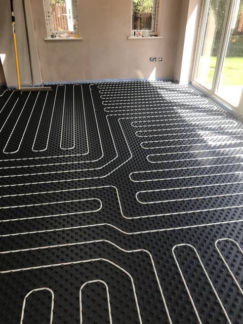 Underfloor heating, first fix